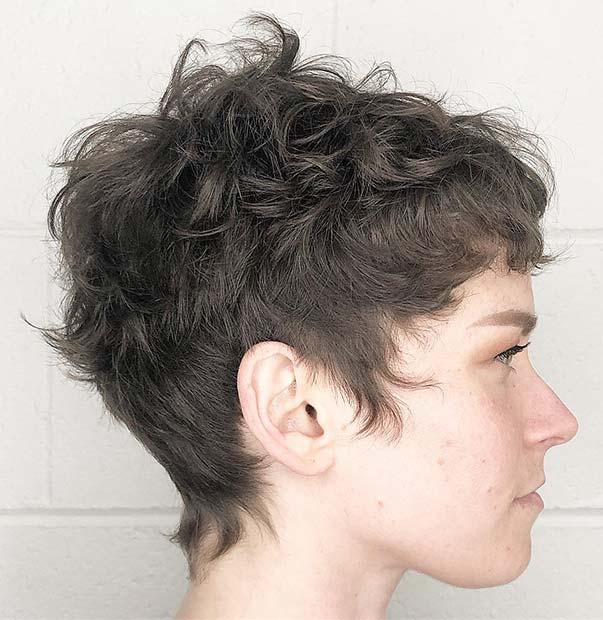 Short Pixie with Relaxed Curls