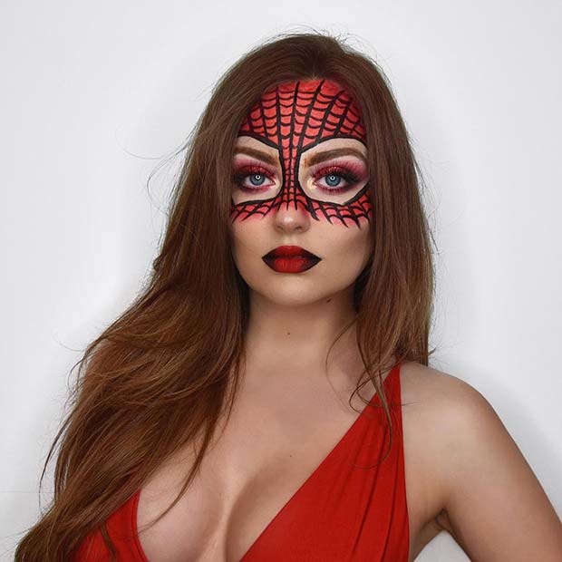 Simple Spiderman Makeup Idea for Women 