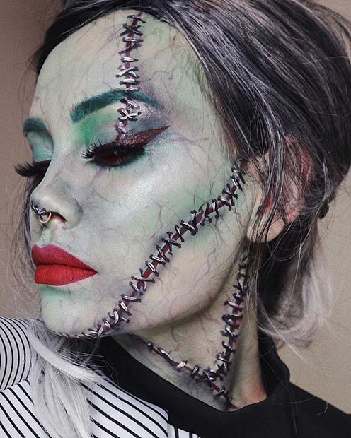 Spooky Frankenstein Makeup for Women 