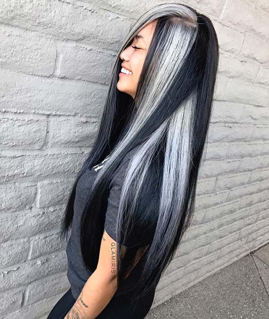Statement Making Black and Silver Hair