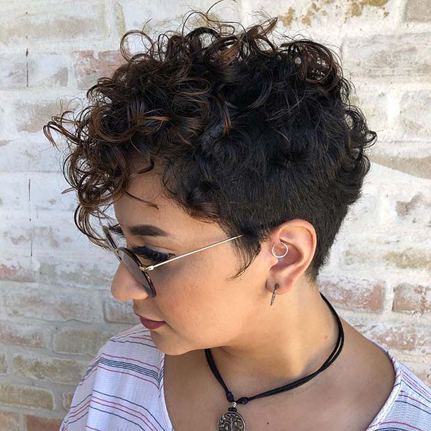 Curly Pixie Cut with Highlights