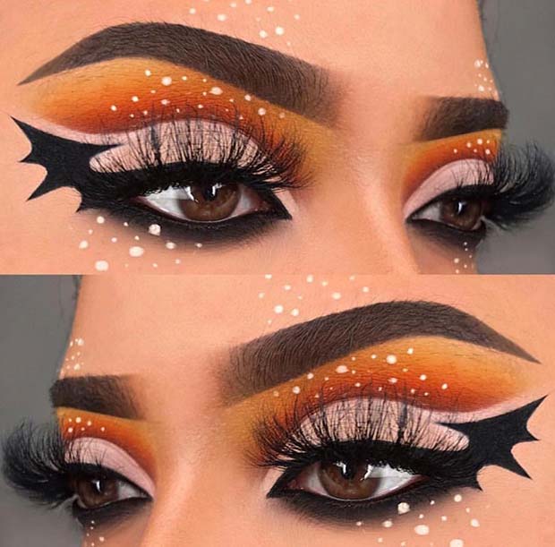 Stylish Eye Makeup with a Bat Design