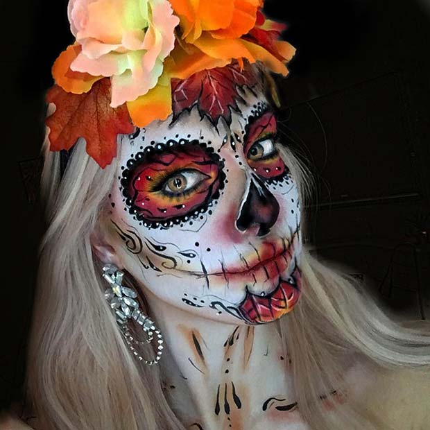 Sugar Skull Makeup with a Fall Theme