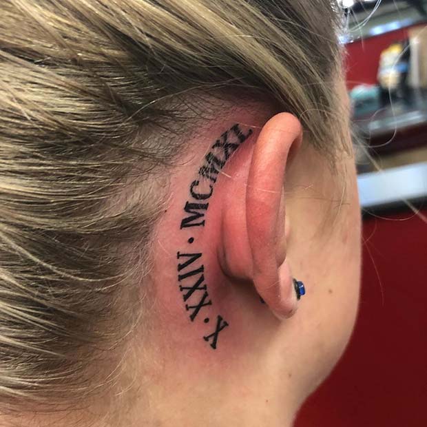 Trendy Behind the Ear Tattoo