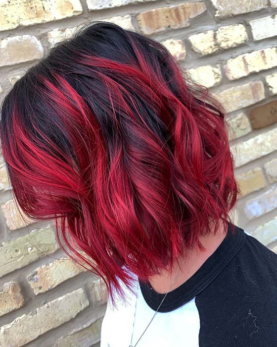 Black Bob with Bold Red Color