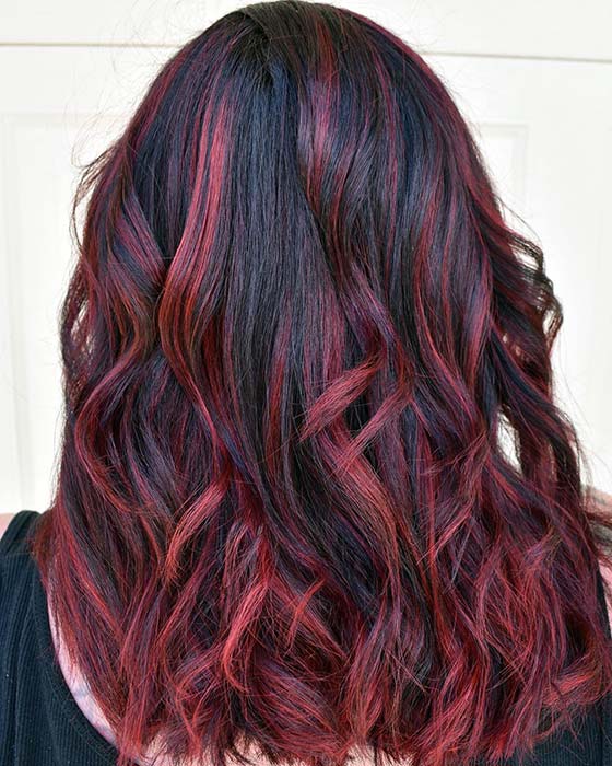 Black Hair with Dark Red Highlights