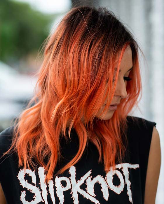 Black Roots and Bright Orange Color
