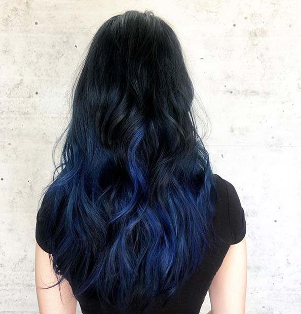 Black to Blue Hair Color Blend