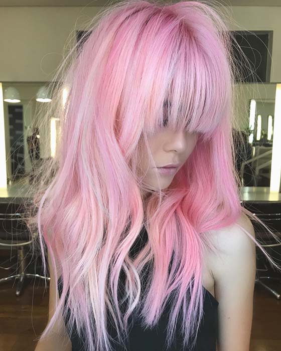old Light Pink Hair with Bangs