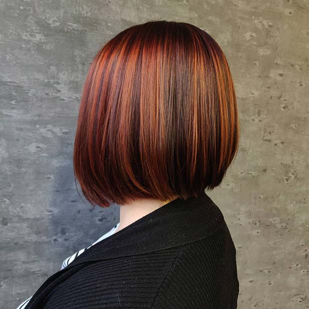 Coppery Highlights for Bob Haircut 