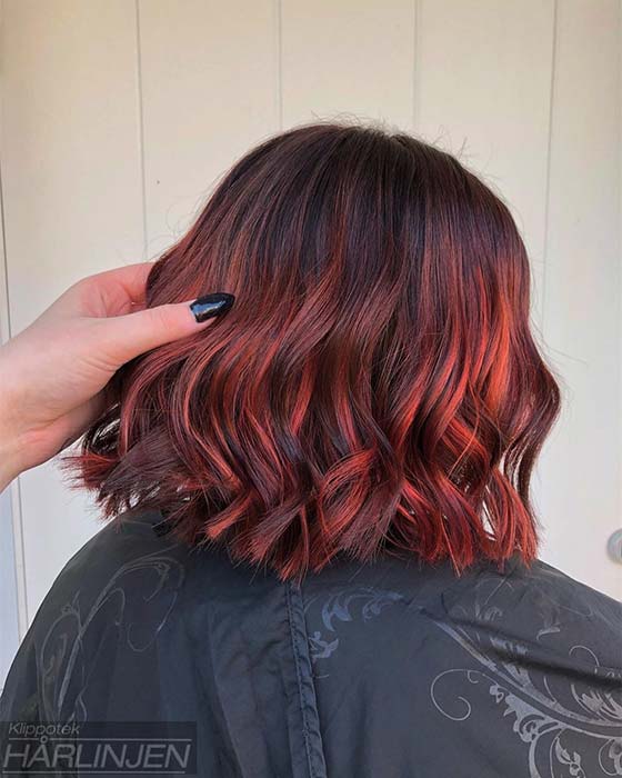 Cute Bob with Red Highlights