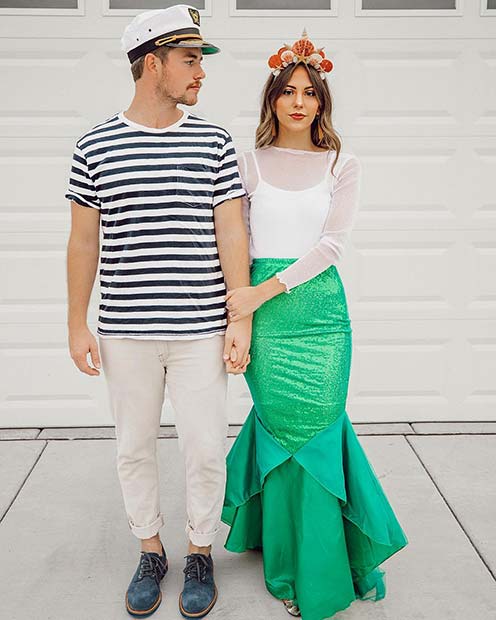 Cute Mermaid and Sailor Couples Costume