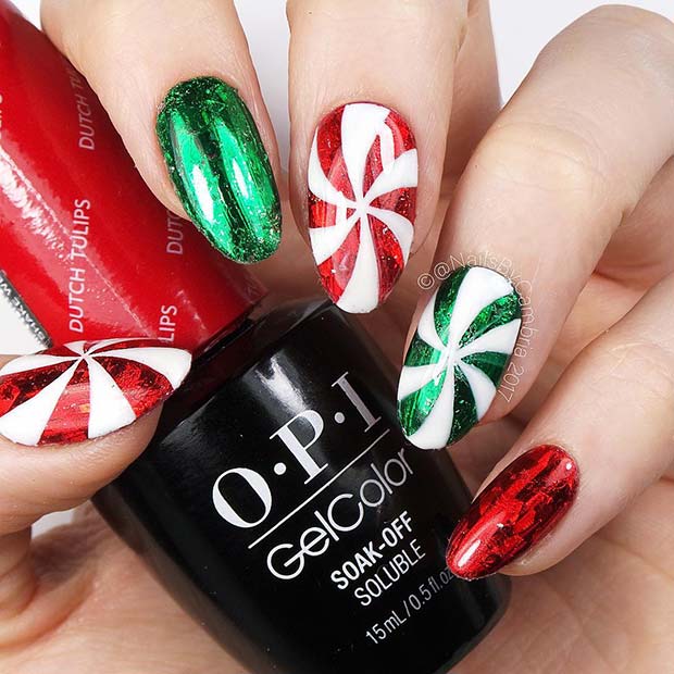 Festive Nails with Candy Art