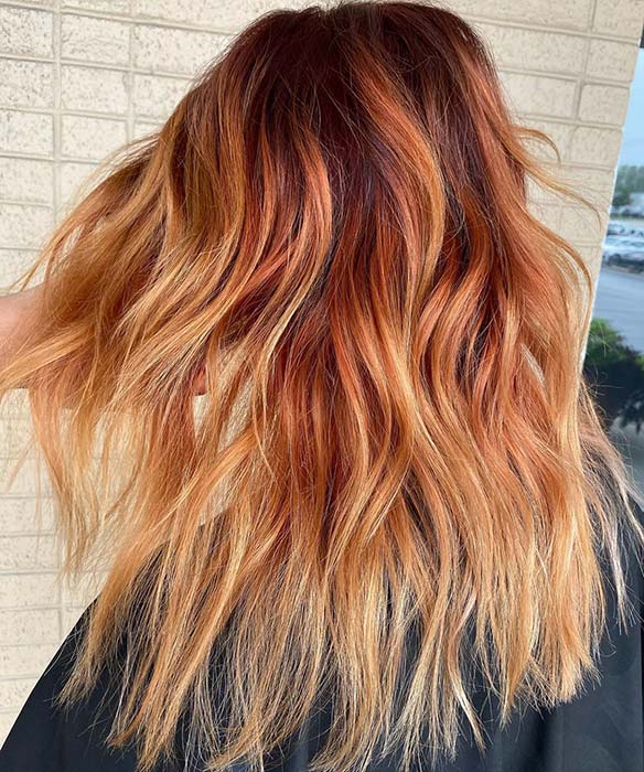 Fiery Orange and Blonde Ombre Hair