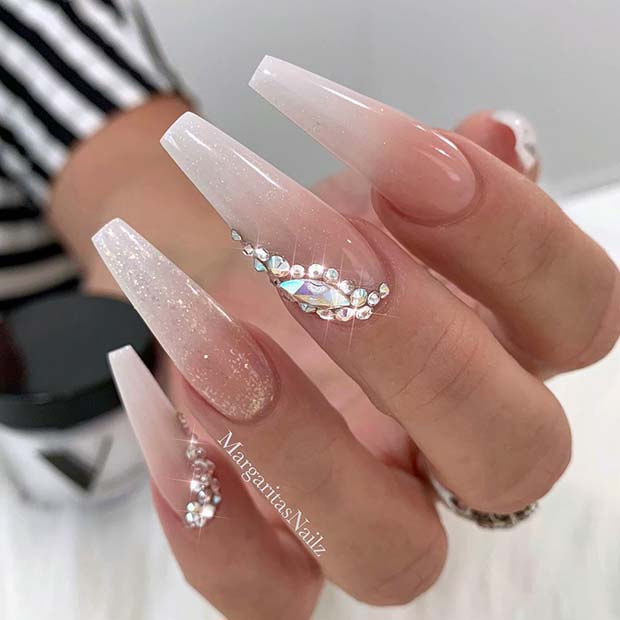 Elegant French Ombre Coffin Nails