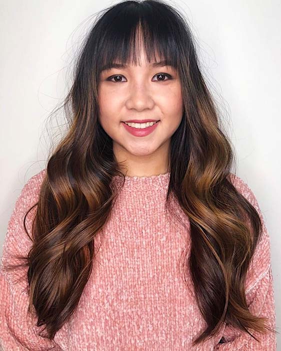 Long Ombre Hair with Bangs