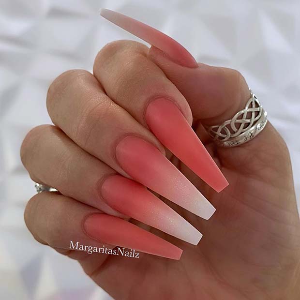 Matte Pink and Ombre Nail Design