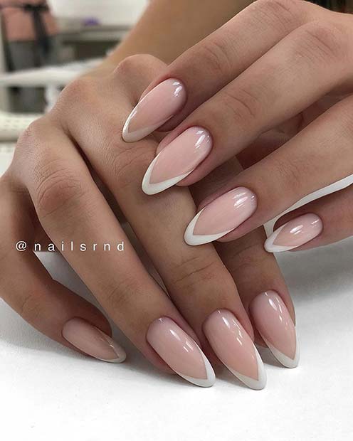 French Tip Almond Nails