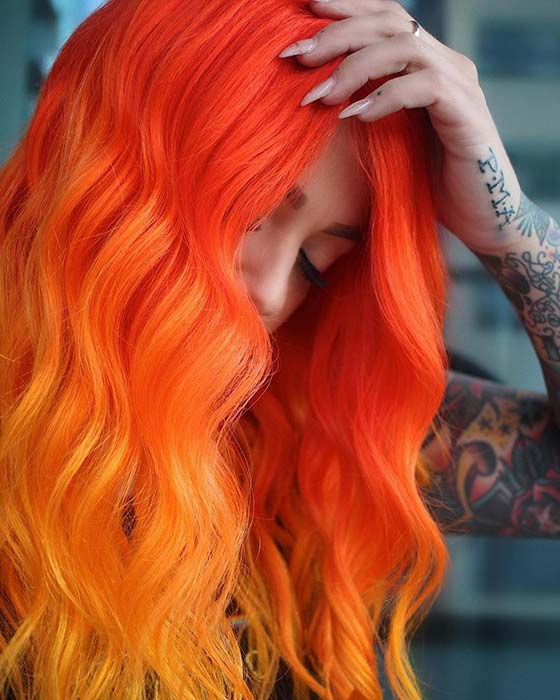 Neon Orange Hair Color Blend