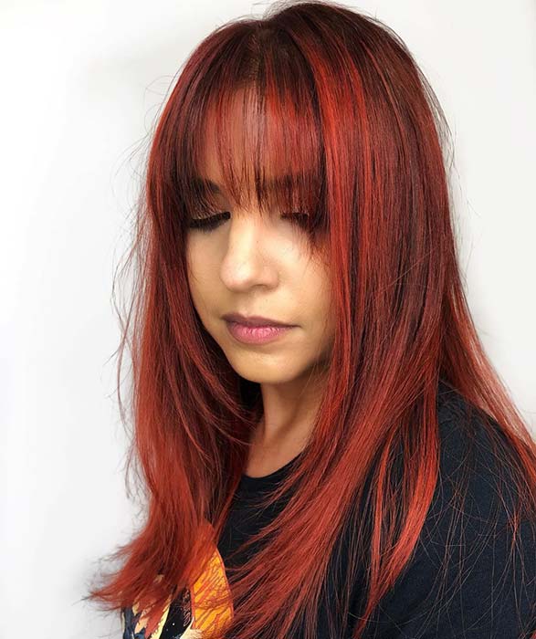 Spicy Red Hair with Bangs