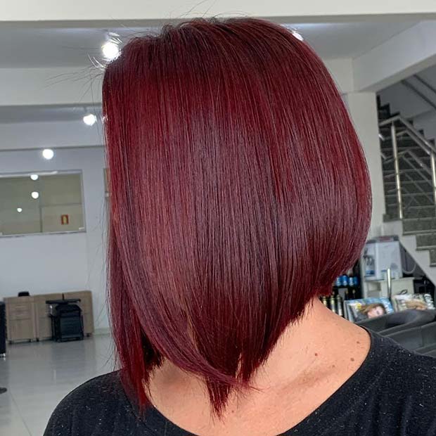 Stylish Dark Red Hair Inverted Bob