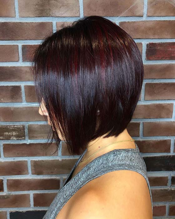 Subtle Dark Red Highlights with a Bob
