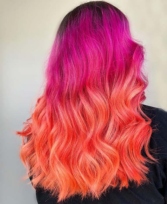 Pink to Orange Ombre Hair