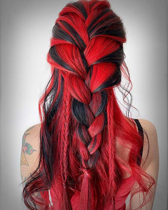 Vivid Red and Black Hair Idea