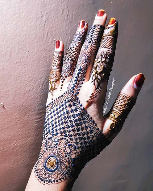 Blue Henna Hand Idea