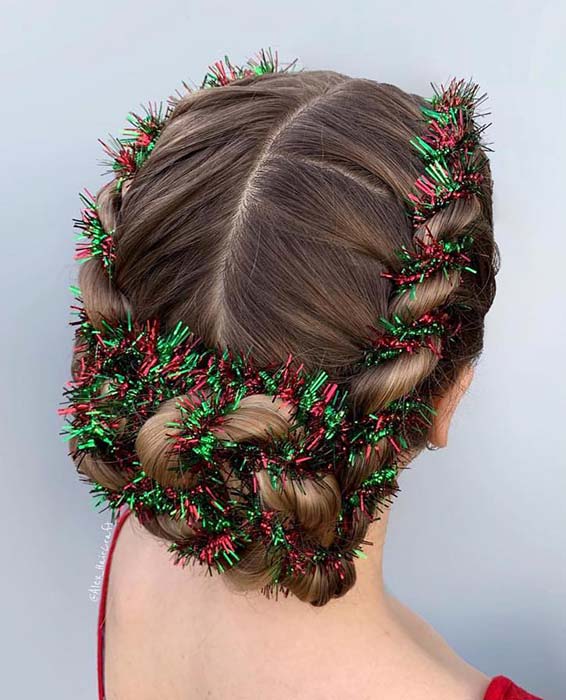 Braided Updo with Tinsel