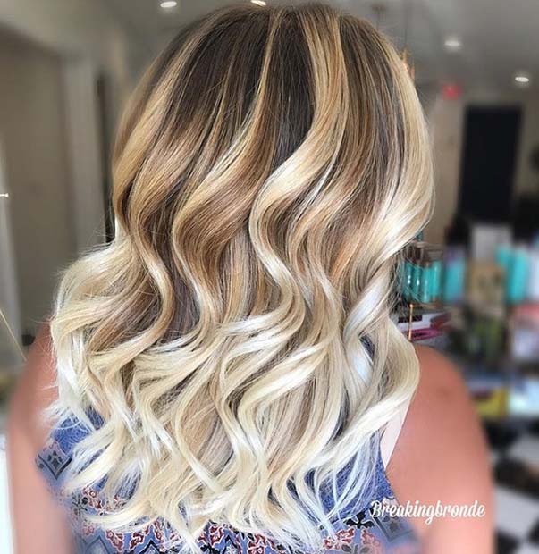 Brown Hair with Golden and Platinum Blonde Color