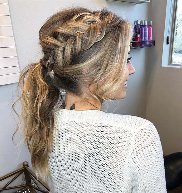 Chic Ponytail with a Side Braid