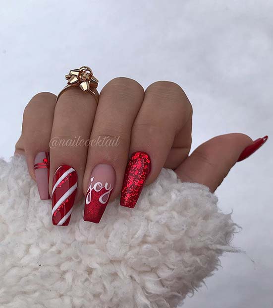 Festive Red Christmas Inspired Nails