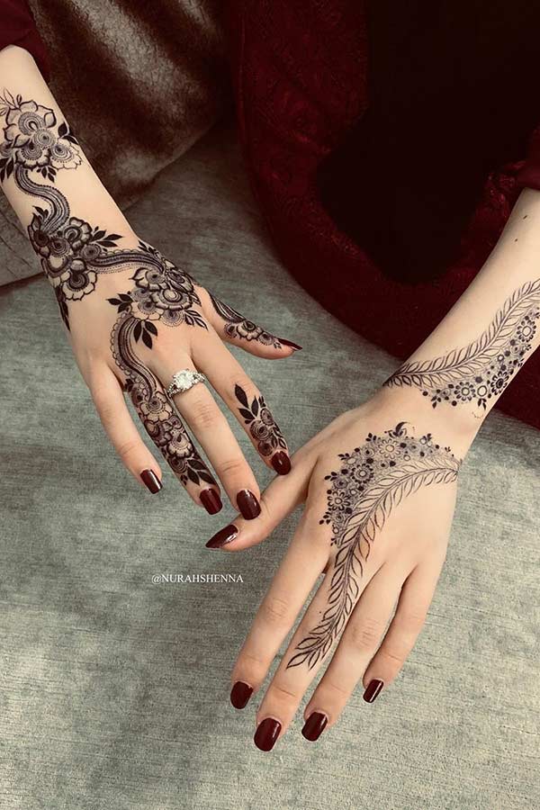 Floral and Botanical Henna Hand Design