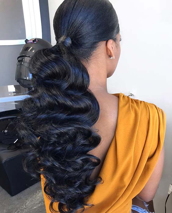 Glam Low Ponytail with Curls