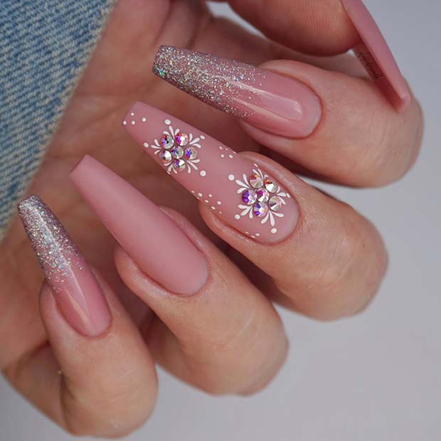Winter Nail Design for Coffin Nails 