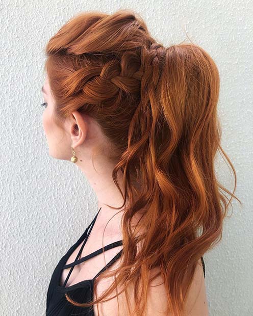 High Ponytail with a Braid