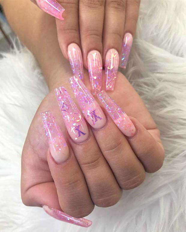 Light Pink LV Nail Design