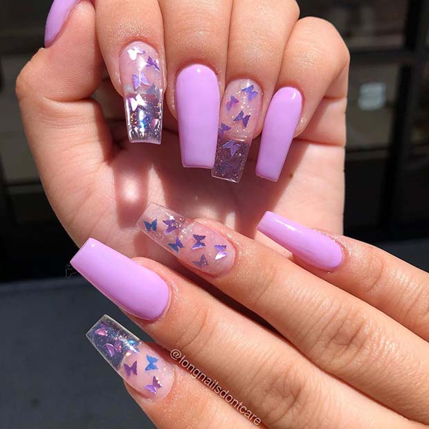 Clear Butterfly Nail Design 