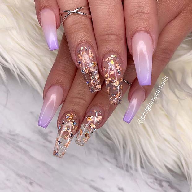 Clear Nails with Gold Foil