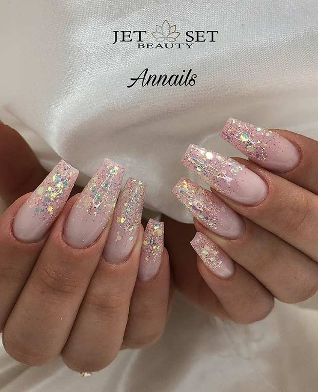 Elegant Glitter Ombre Nails