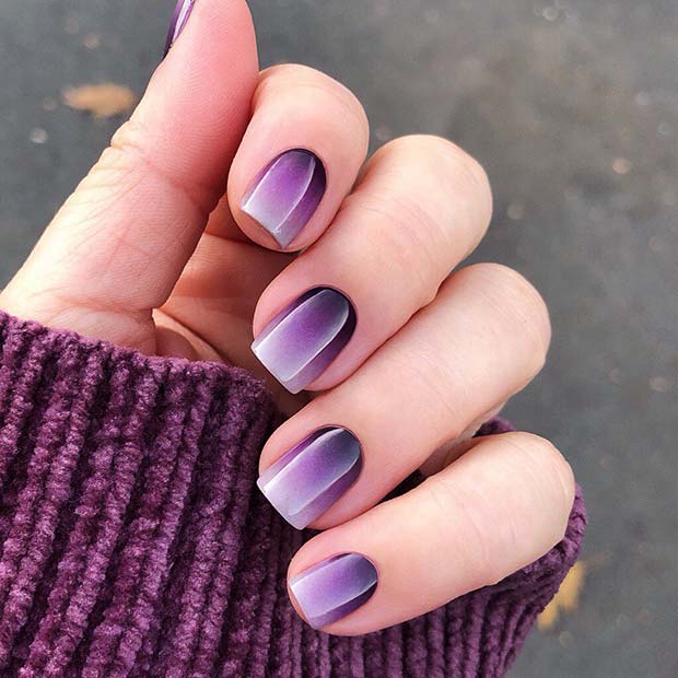 Pretty Purple Gradient Nails