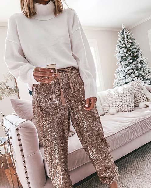 Sparkly Trousers with a Sweater