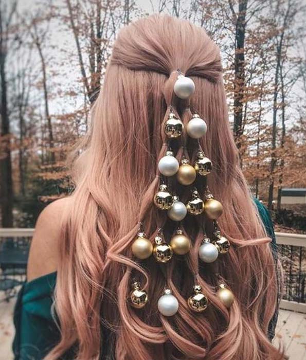 Unique Bauble Christmas Hairstyle