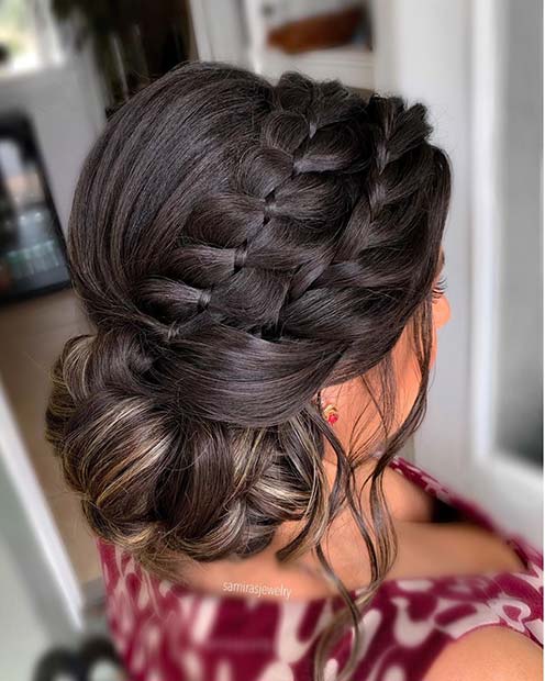 Updo with Two Side Braids