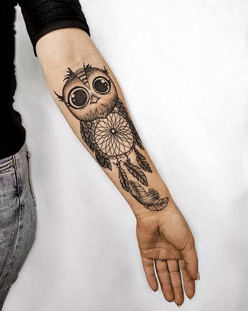Adorable Owl and Dream Catcher