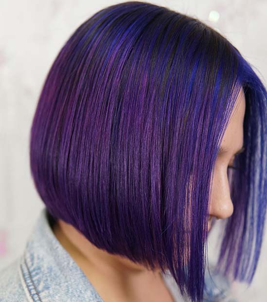 Blue and Purple Bob Hair Idea