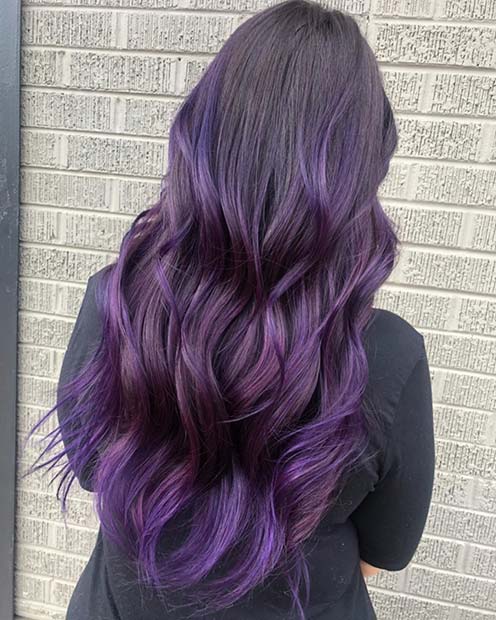 Black Hair with Dark Purple Color