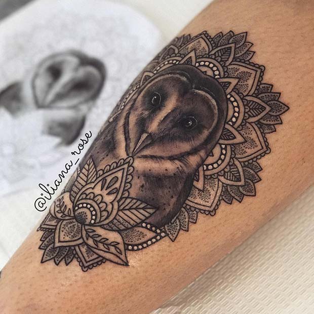 Cute Owl and Mandala Design