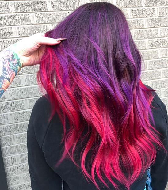 Purple to Red Ombre Hair